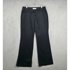 Old Navy Pants Womens 4 Black Linen Wide Leg Mid Rise Coastal Resort Lagom Beach